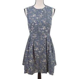 Gap Chambray Floral Fit and Flare Dress Size 2
